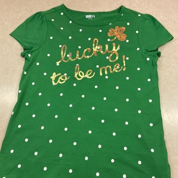 Crazy 8 St. Patrick’s Day green/gold/white dots graphic shortsleeved tee. XL - Picture 5 of 6
